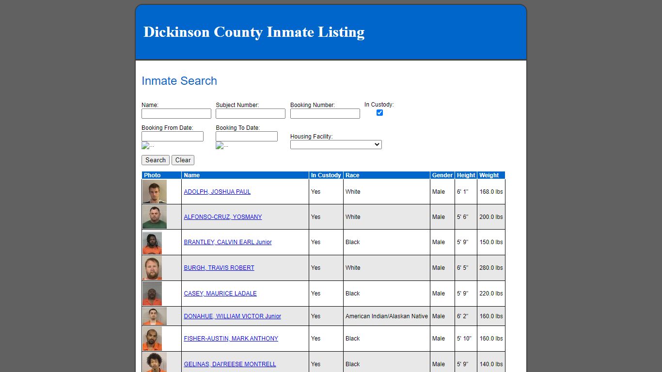 Inmate Search